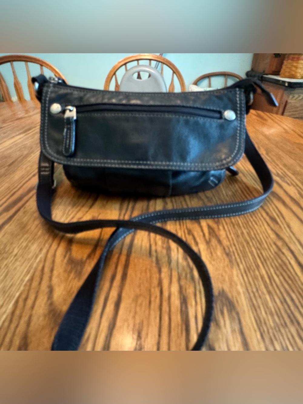 FOSSIL Crossbody Soft Black Leather Shoulder Bag Small Convertible Handbag
